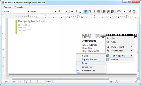 Intelligent Mail Barcode sample Intelligent Mail Barcode sample